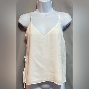 C'isa Women Tank Top Dress White Solid  Size Small Side‎ Tie